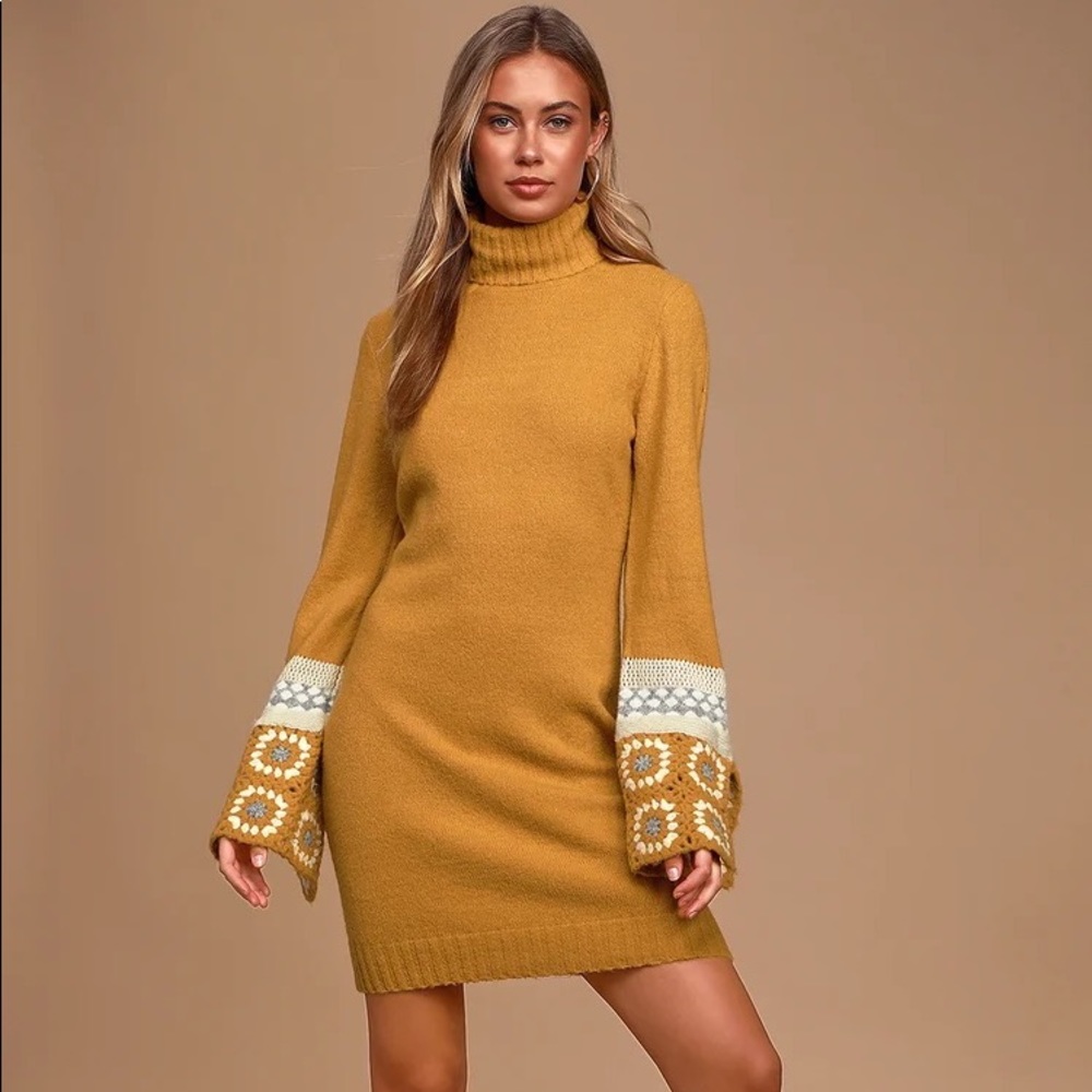 NWT Lulus Yellow Sweater Dress